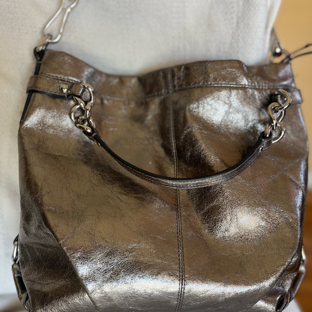 Authentic Coach Metallic Silver Bag